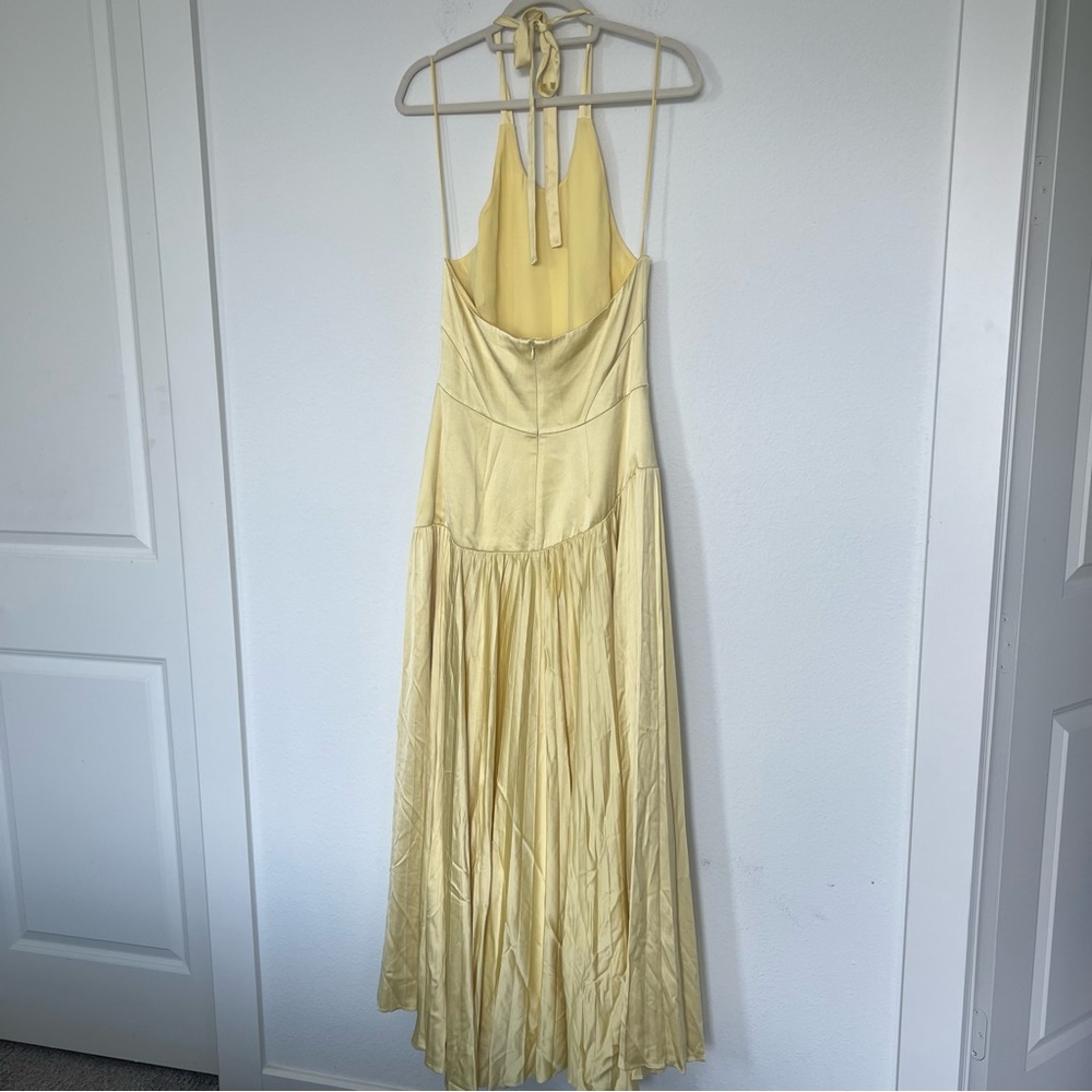 Alexis Saab Pleated Drop Waist Maxi Dress in Yellow M - Picture 5 of 8